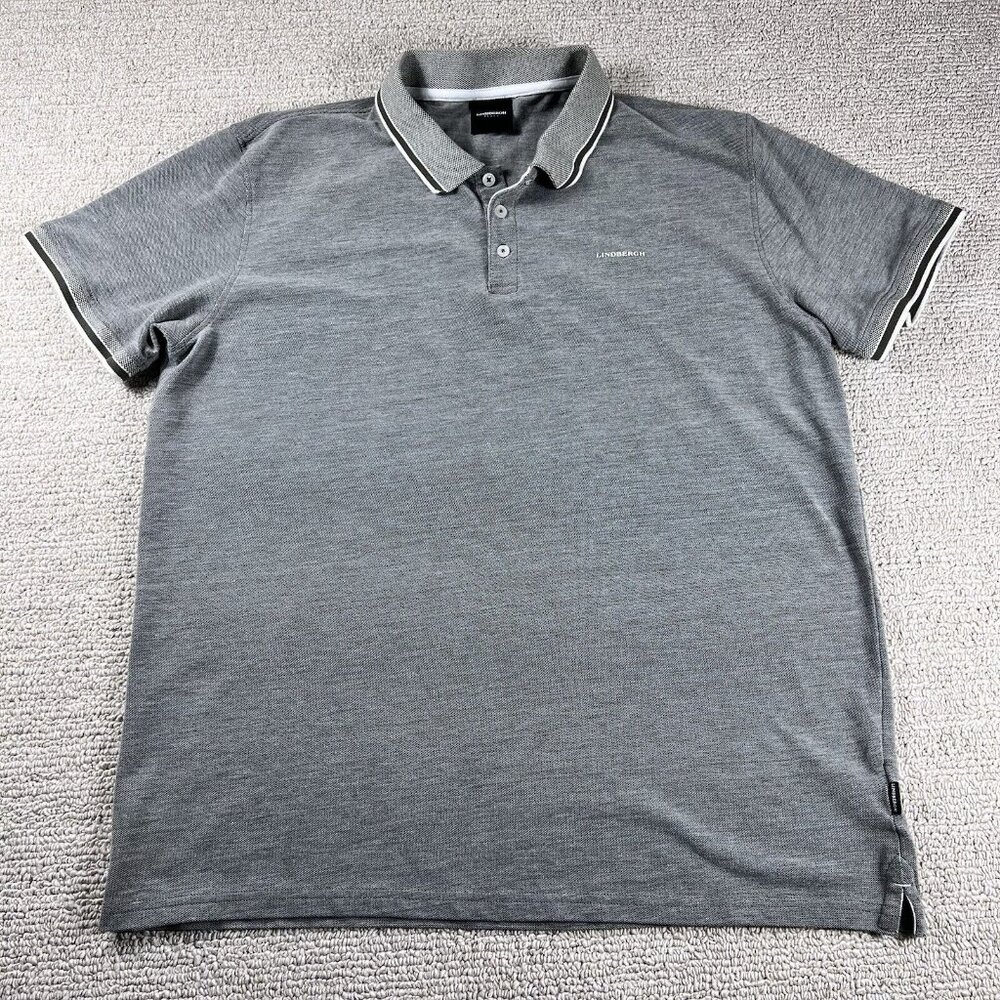 Lindbergh Soft Polo Shirt Gray Black Men’s Size XXL